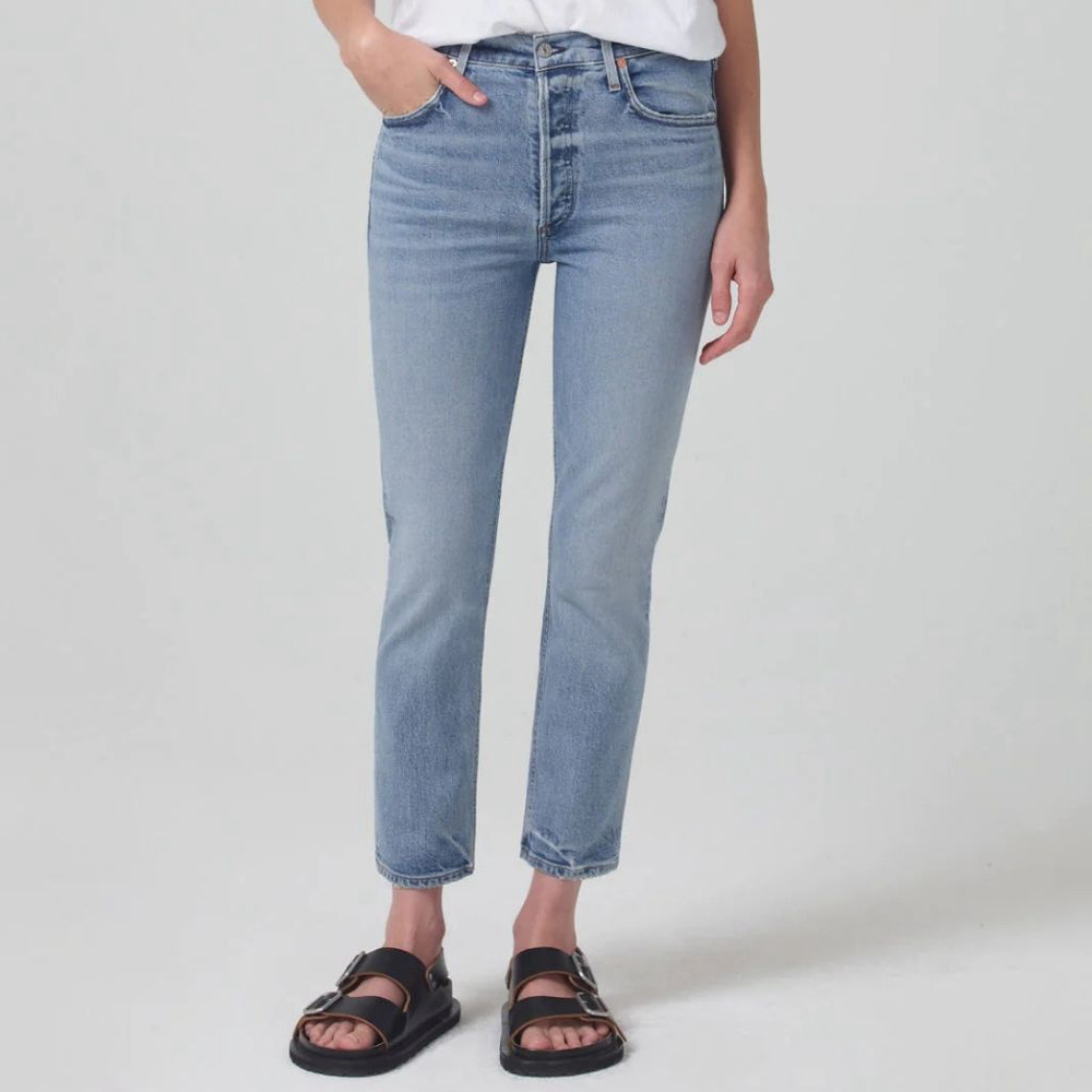 Citizens of Humanity Charlotte High Rise Crop Straight Jeans Dalia blue women 28
